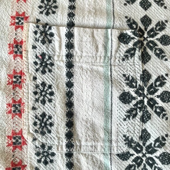 Vintage Woven Stripe Pattern Button Up Snowflake Shirt Granola Grandmacore Boho - Picture 8 of 16